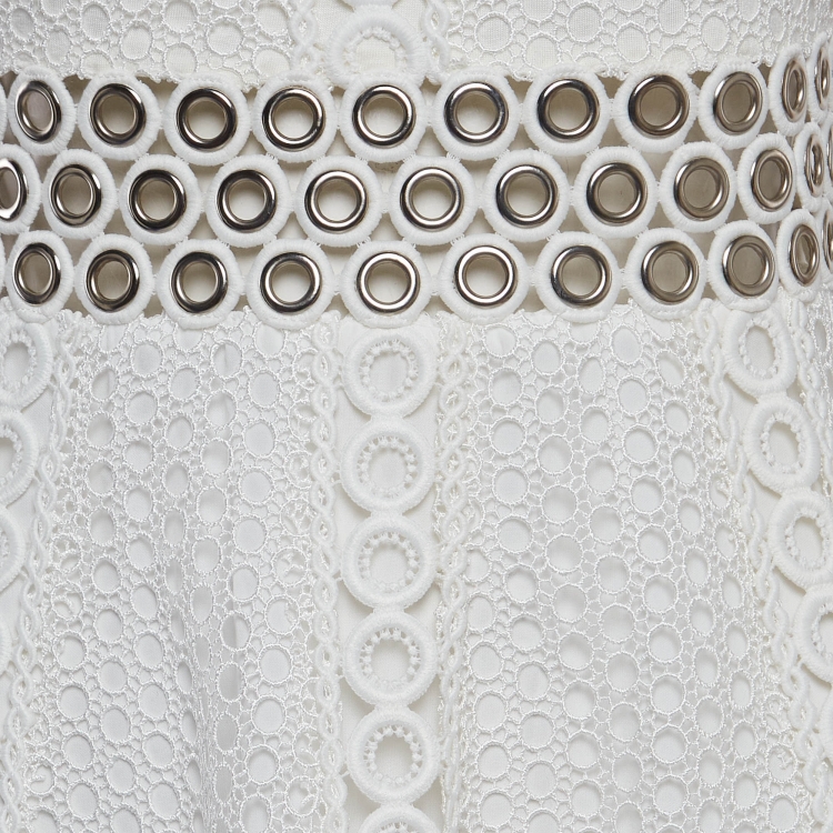 Pre Owned Maje White Lace Midi Dress M