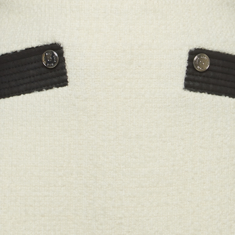 مملوكة مسبقًا Maje White Leather Trim Wool Blend Mini Skirt M