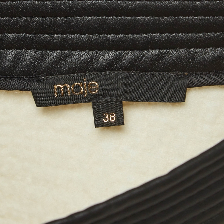 مملوكة مسبقًا Maje White Leather Trim Wool Blend Mini Skirt M