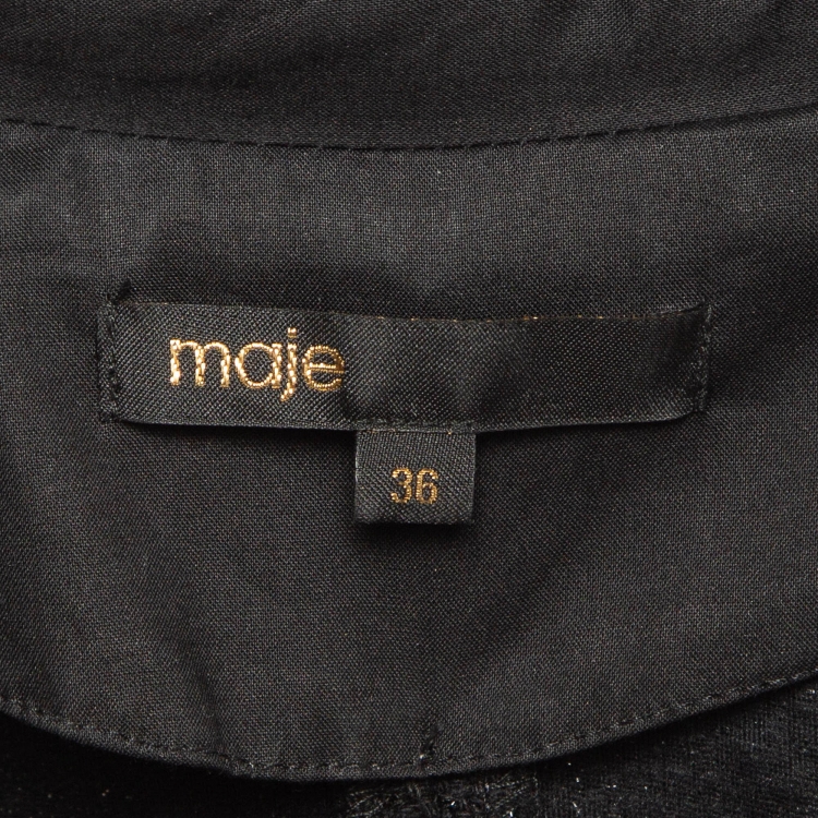 Pre Owned Maje Black Tweed Button Detailed Playsuit S