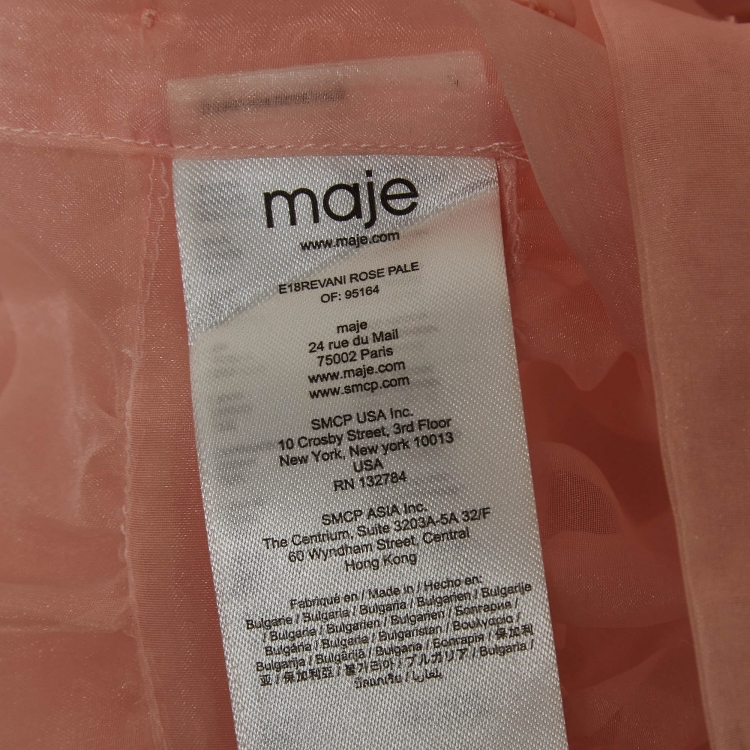 Pre Owned Maje Pink Organza Belted Mini Shirt Dress M