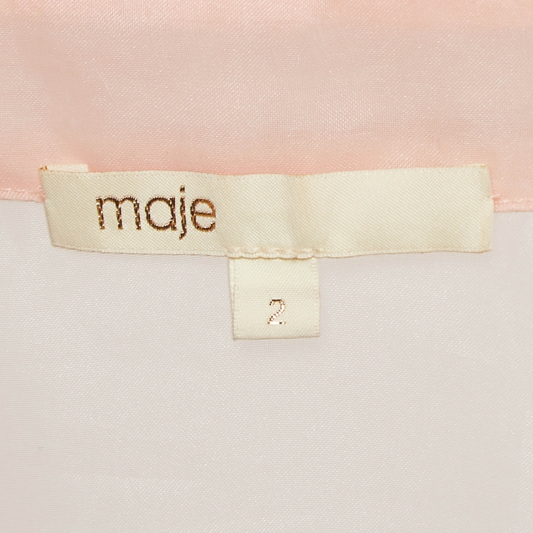 Pre Owned Maje Pink Organza Belted Mini Shirt Dress M