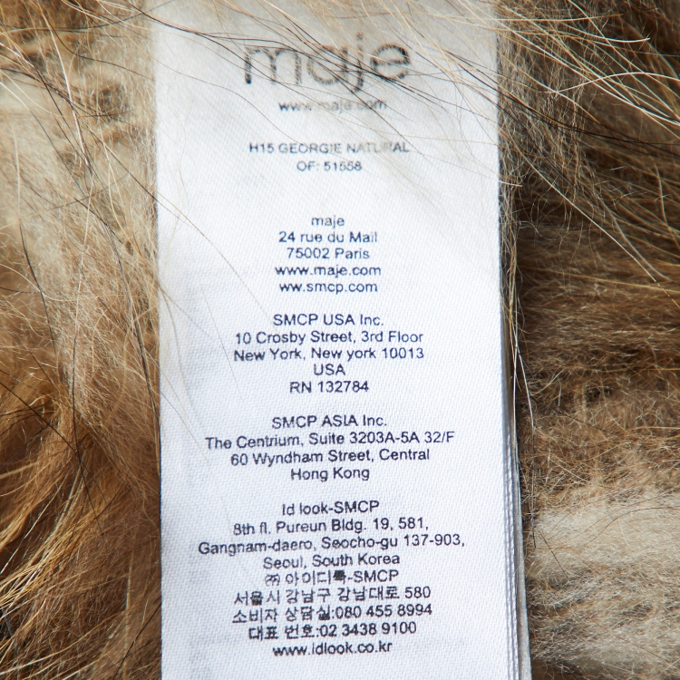 Pre Owned Maje Brown Raccoon Fur Coat One Size