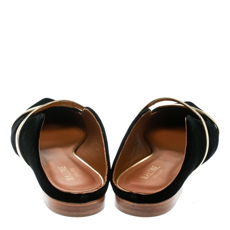 Pre Owned Malone Souliers Black Velvet Maureen Pointed Toe Flats Size 39