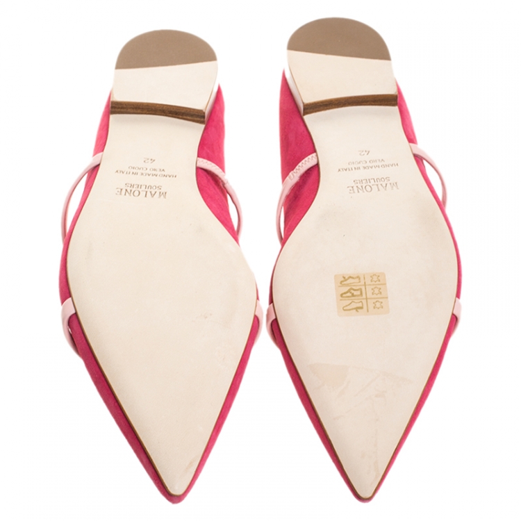 مملوكة مسبقًا Malone Souliers Pink Suede Maureen Pointed Toe Mules Size 42