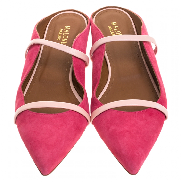 مملوكة مسبقًا Malone Souliers Pink Suede Maureen Pointed Toe Mules Size 42