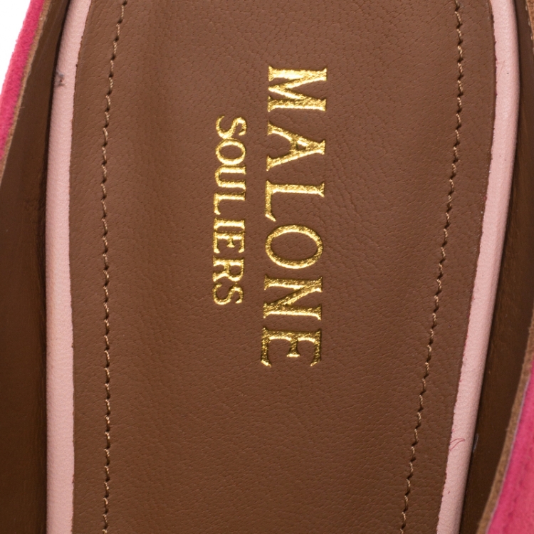 مملوكة مسبقًا Malone Souliers Pink Suede Maureen Pointed Toe Mules Size 42