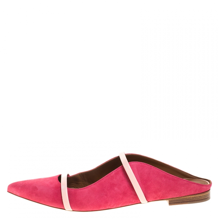 مملوكة مسبقًا Malone Souliers Pink Suede Maureen Pointed Toe Mules Size 42