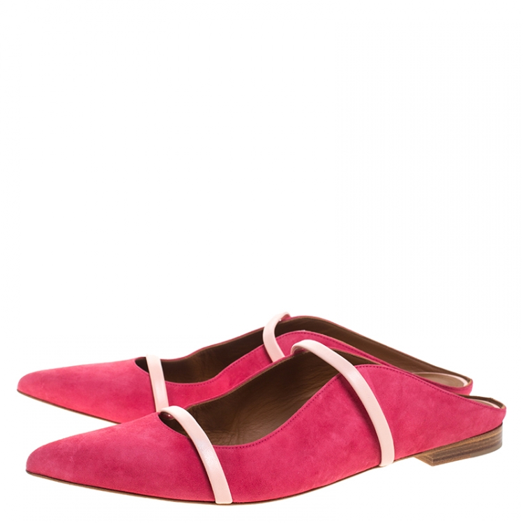 مملوكة مسبقًا Malone Souliers Pink Suede Maureen Pointed Toe Mules Size 42
