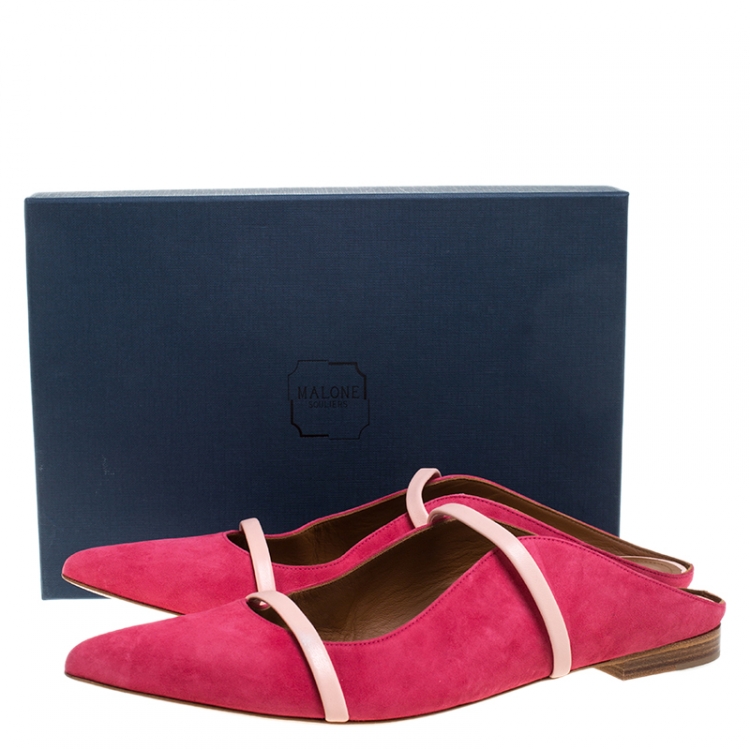 مملوكة مسبقًا Malone Souliers Pink Suede Maureen Pointed Toe Mules Size 42