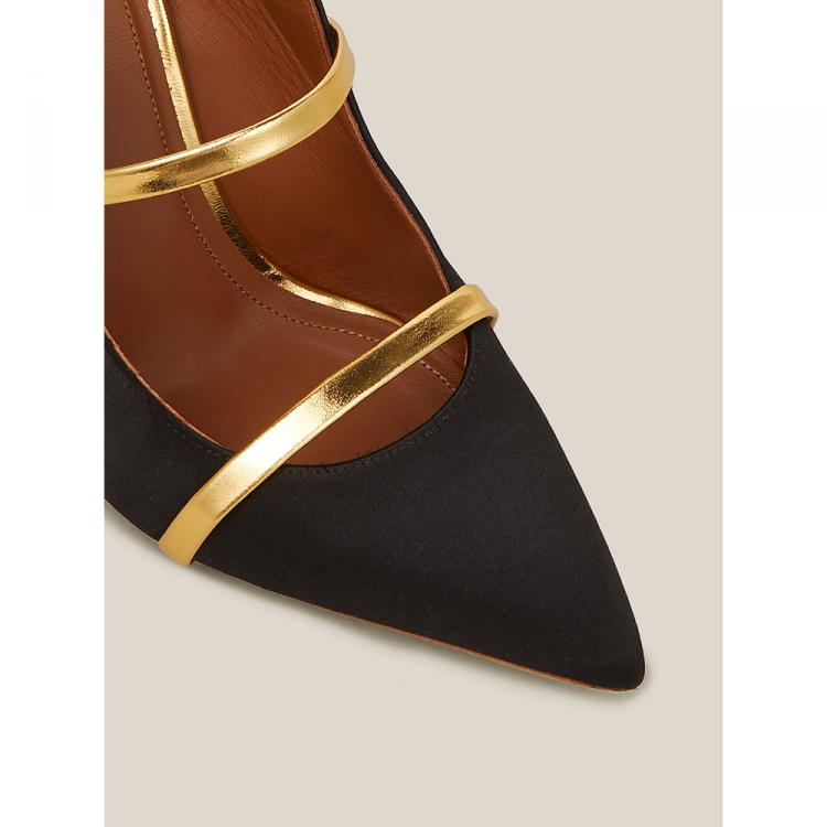 Pre Owned Malone Souliers Black Maureen Satin Mules Size IT 40.5
