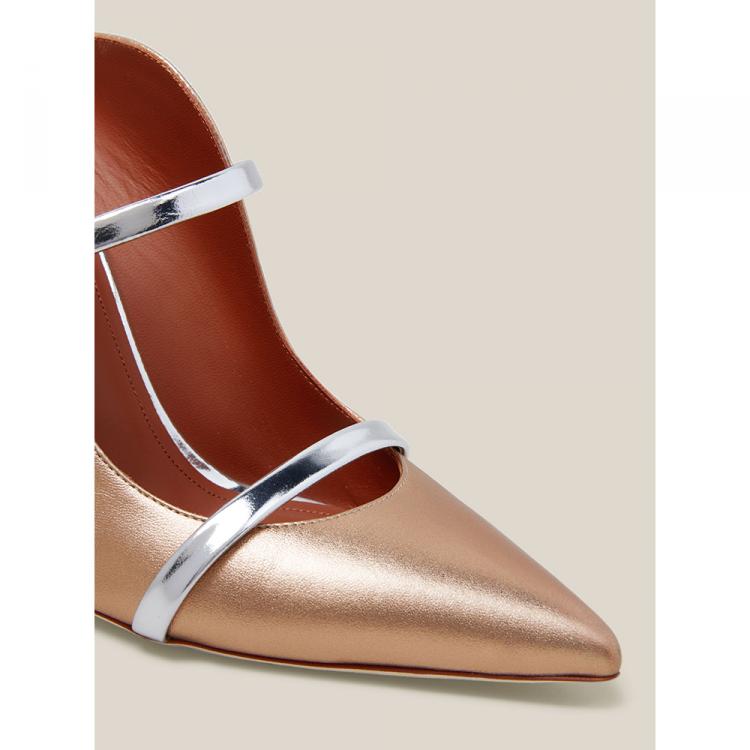 Pre Owned Malone Souliers Gold Maureen Metallic Leather Mules Size IT 40.5