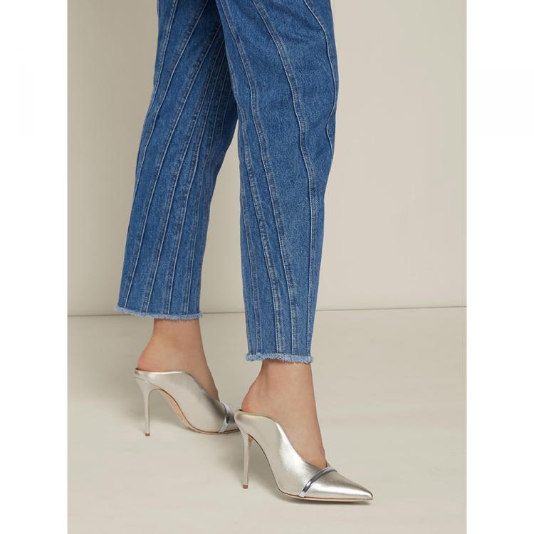 Pre Owned Malone Souliers Metallic Constance Metallic-Leather Mules Size IT 42