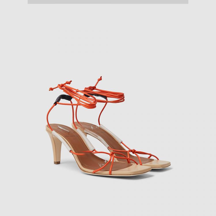 Pre Owned Malone Souliers Orange x Roksanda Camila Leather Sandals Size IT 36