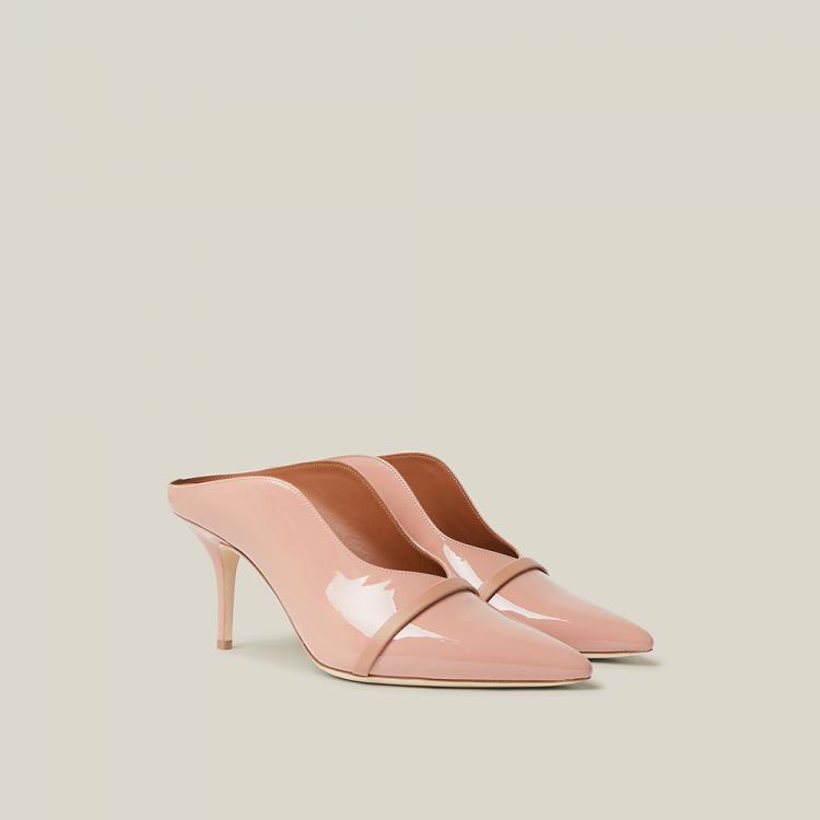 Pre Owned Malone Souliers Pink Constance Patent-Leather Mules Size IT 38