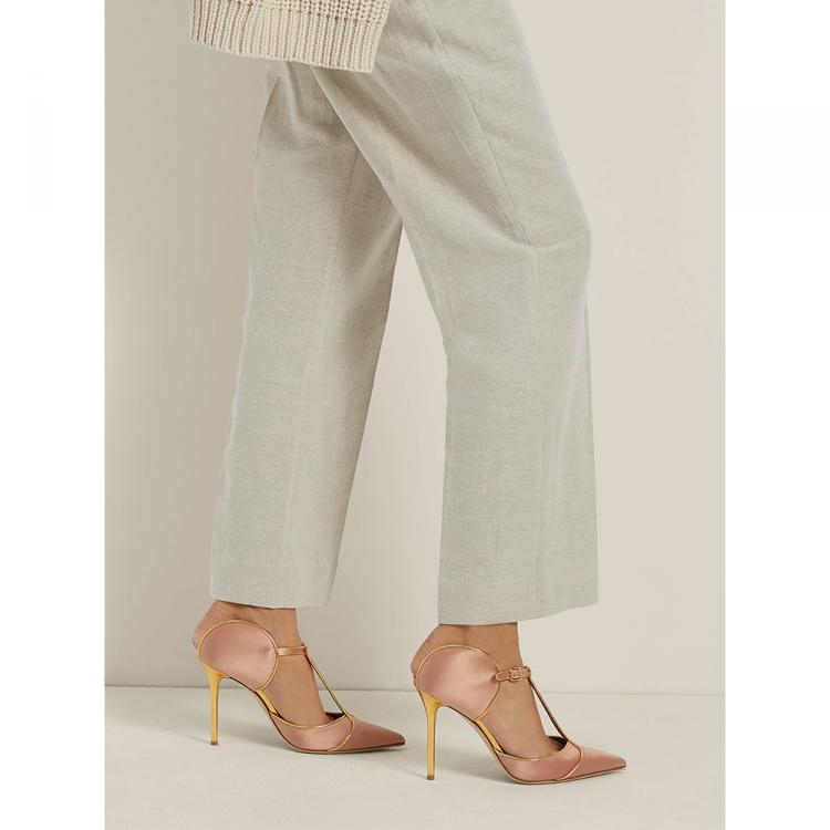 Pre Owned Malone Souliers Pink Imogen Satin Pumps Size IT 36.5