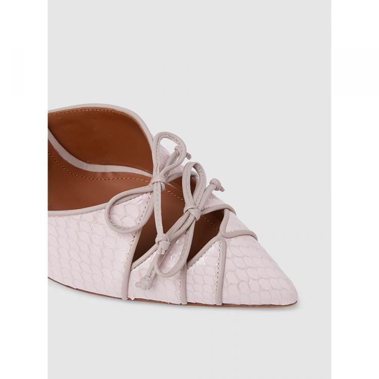 Pre Owned Malone Souliers Pink Josephine Elaphe Lace-Up Pumps Size IT 36