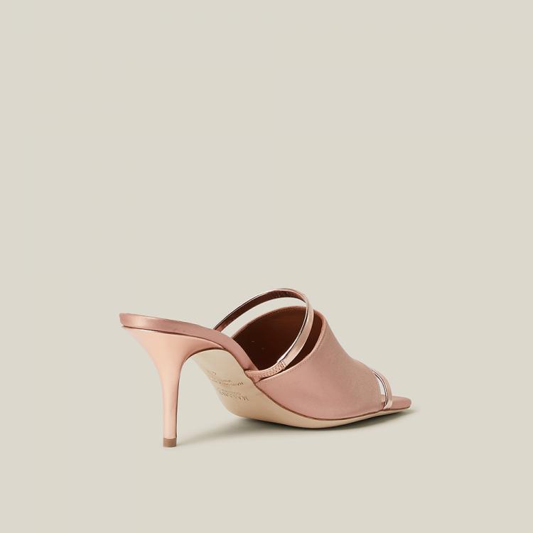 Pre Owned Malone Souliers Pink Laney Metallic Leather and Satin Mules Size IT 37