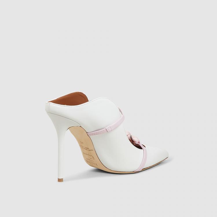 Pre Owned Malone Souliers White Farrah Rope-Detailed Leather Pumps Size IT 40