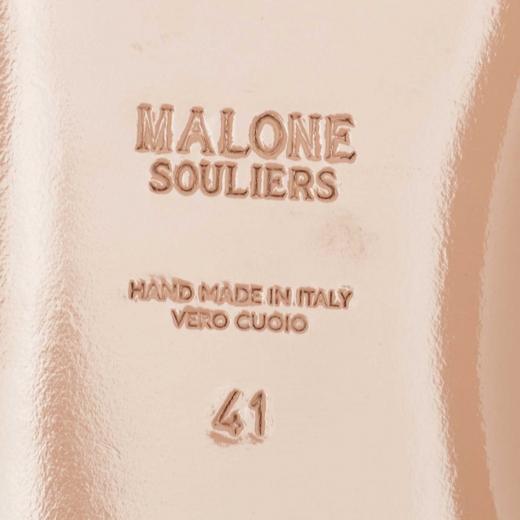 Pre Owned Malone Souliers Gold Textured Leather Penn Flat Slides Size 41