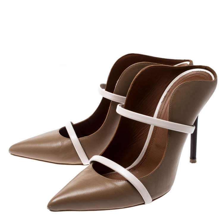 Pre Owned Malone Souliers Brown Leather Slip On Pointed Toe Sandals Size 39.5