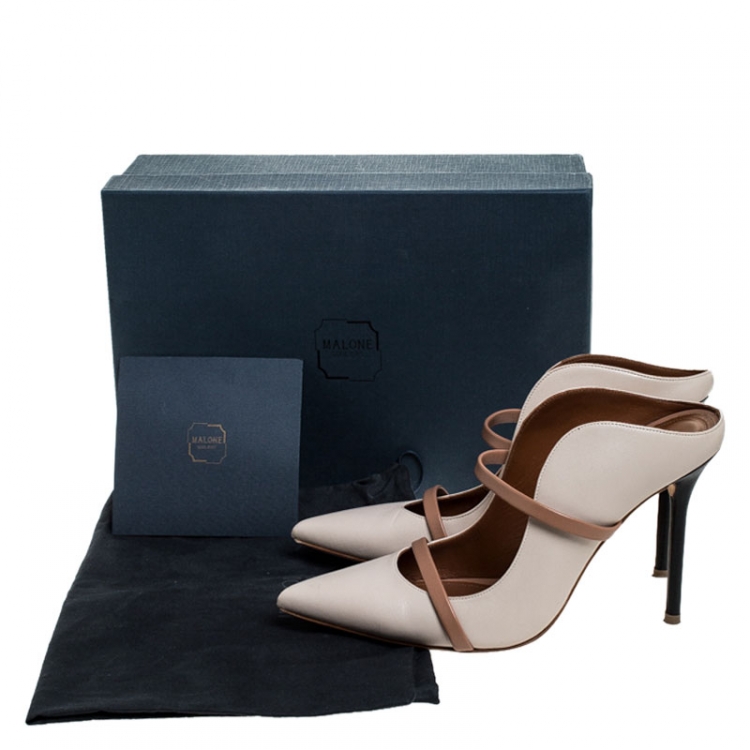 Pre Owned Malone Souliers Beige Leather Maureen Mules Size 38