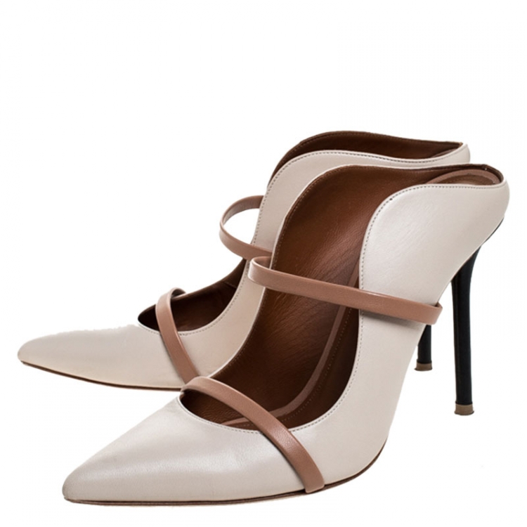 Pre Owned Malone Souliers Beige Leather Maureen Mules Size 38