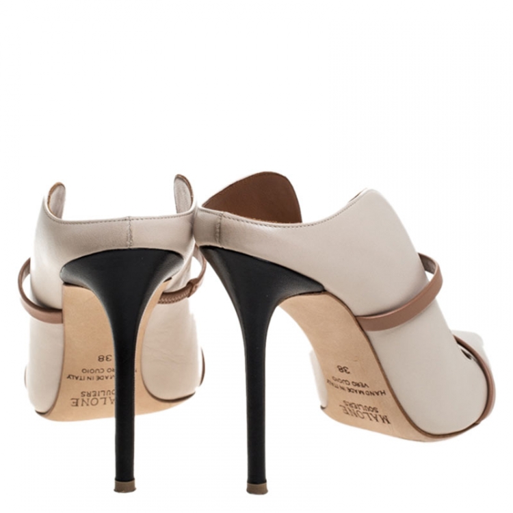 Pre Owned Malone Souliers Beige Leather Maureen Mules Size 38