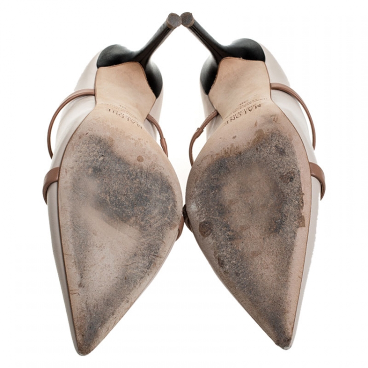 Pre Owned Malone Souliers Beige Leather Maureen Mules Size 38