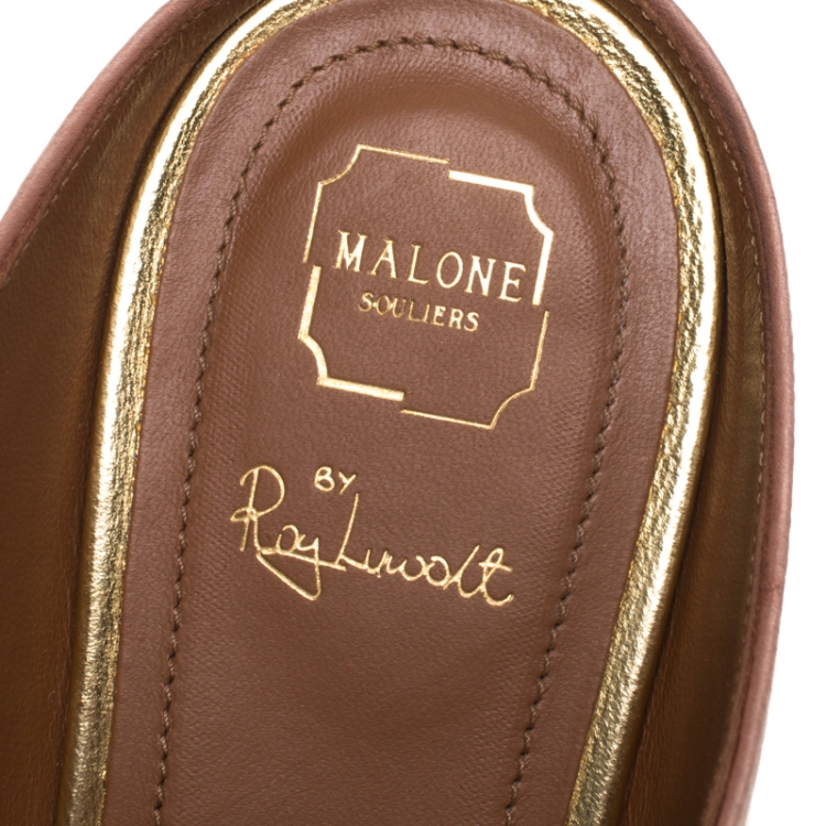 Pre Owned Malone Souliers Beige Satin Maureen Pointed Toe Flats Size 39