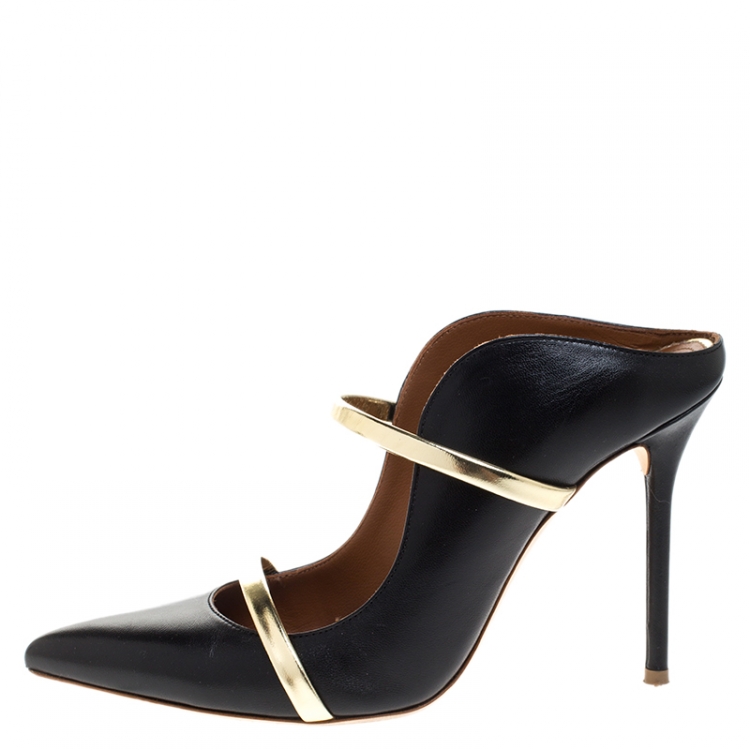 Pre Owned Malone Souliers Black Velvet Maureen Mule Size 38