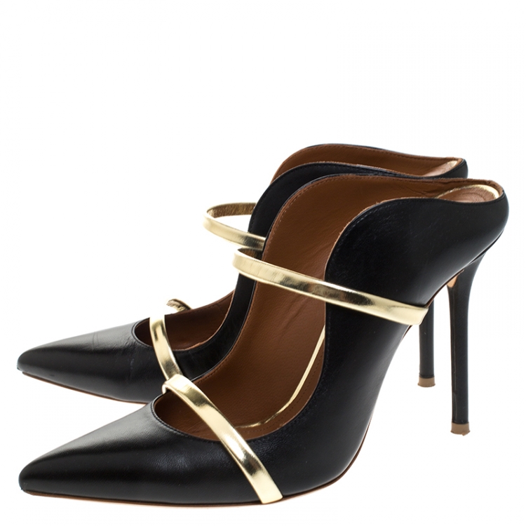 Pre Owned Malone Souliers Black Velvet Maureen Mule Size 38