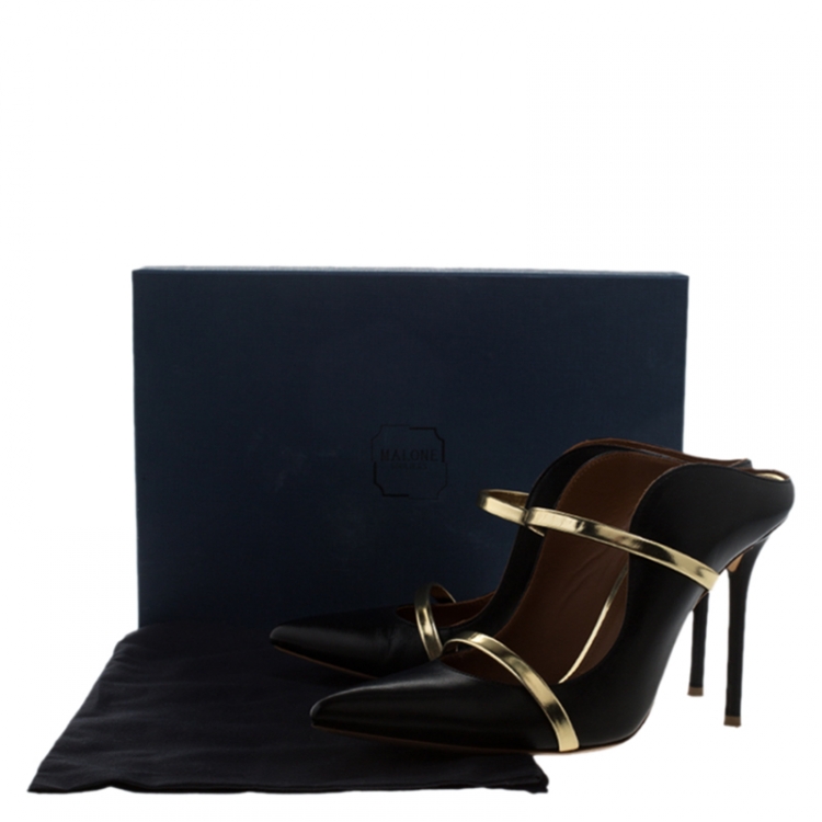 Pre Owned Malone Souliers Black Velvet Maureen Mule Size 38