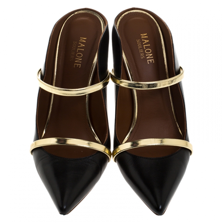 Pre Owned Malone Souliers Black Velvet Maureen Mule Size 38