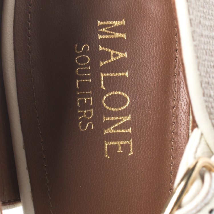 Pre Owned Malone Souliers Beige Canvas And Leather Trim Imogen Pumps Size 39