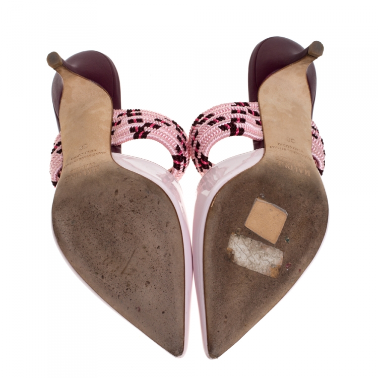 Pre Owned Malone Souliers Pink Patent Leather Maisie Pointed Toe Mules Size 38