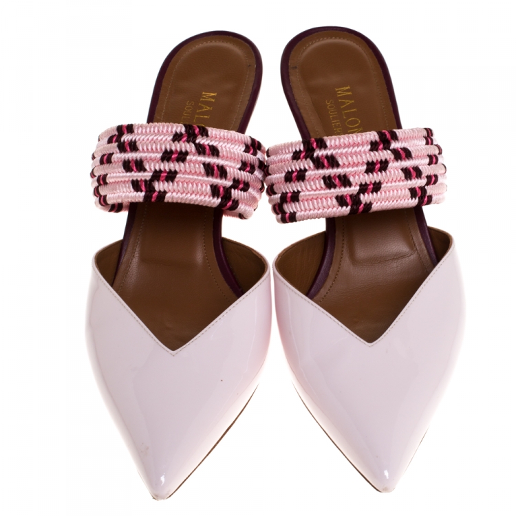 Pre Owned Malone Souliers Pink Patent Leather Maisie Pointed Toe Mules Size 38