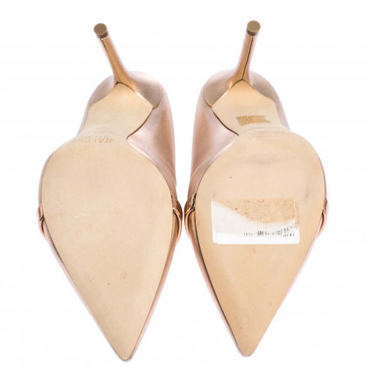 Pre Owned Malone Souliers Metallic Peach Leather Constance Mules Size 36.5