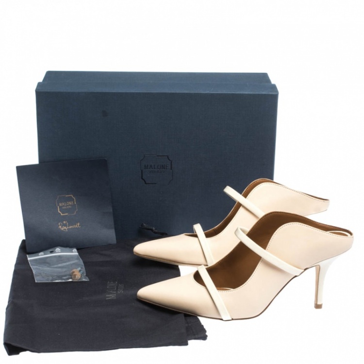 Pre Owned Malone Souliers Cream Leather Maureen Mules Size 36