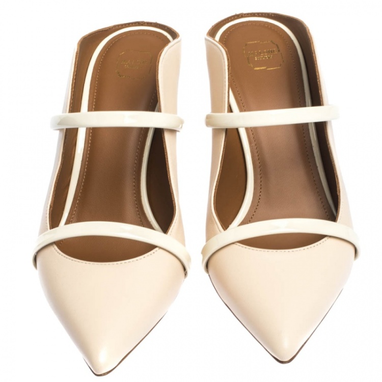 Pre Owned Malone Souliers Cream Leather Maureen Mules Size 36
