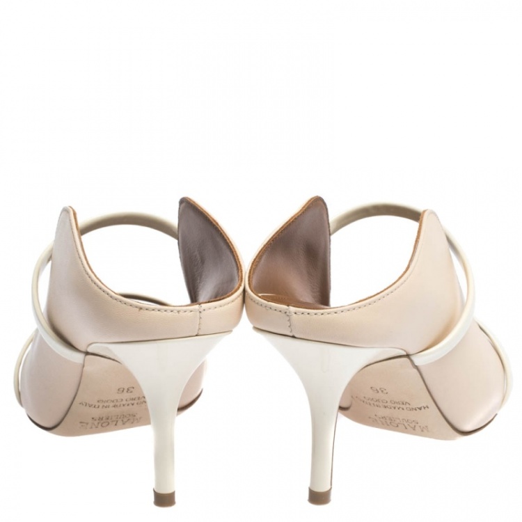 Pre Owned Malone Souliers Cream Leather Maureen Mules Size 36