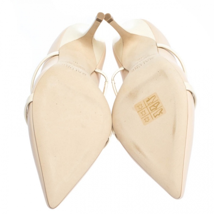 Pre Owned Malone Souliers Cream Leather Maureen Mules Size 36