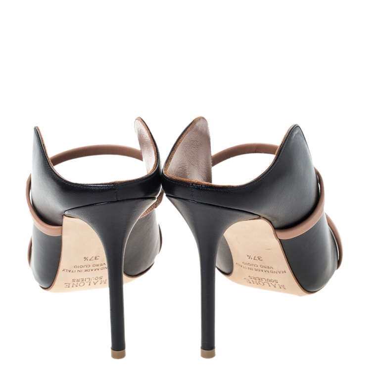 Pre Owned Malone Souliers Black Leather Maureen Mules Size 37.5