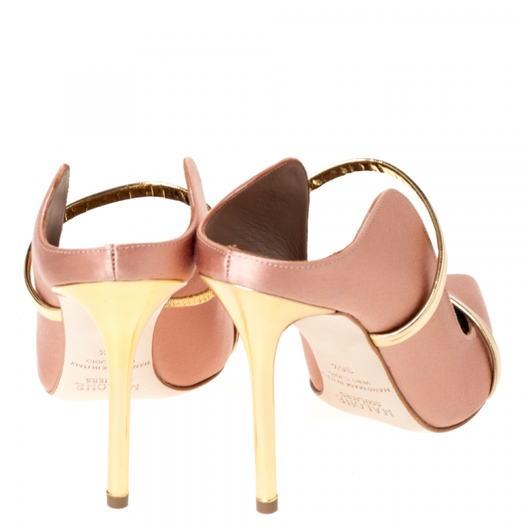 Pre Owned Malone Souliers Pink Satin Maureen Pointed Toe Mules Sandals Size 36.5