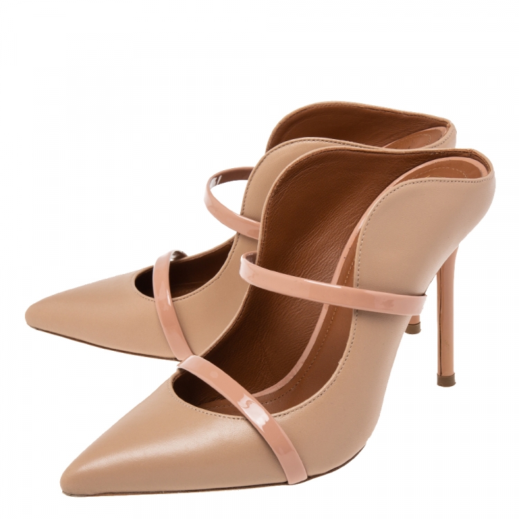 مملوكة مسبقًا Malone Souliers Beige Leather And Patent  Maureen Pumps 35.5