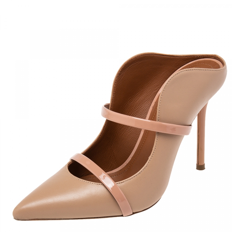 مملوكة مسبقًا Malone Souliers Beige Leather And Patent  Maureen Pumps 35.5