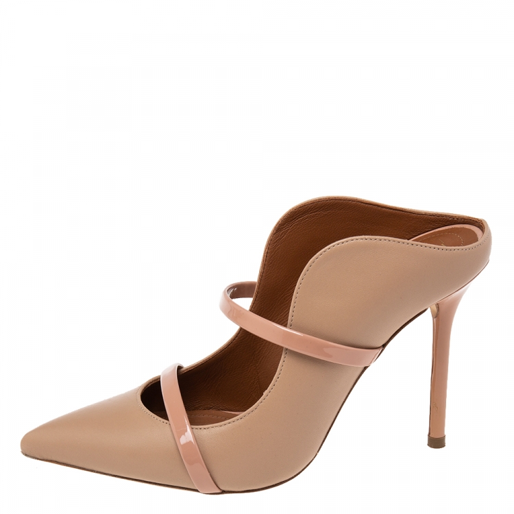 مملوكة مسبقًا Malone Souliers Beige Leather And Patent  Maureen Pumps 35.5