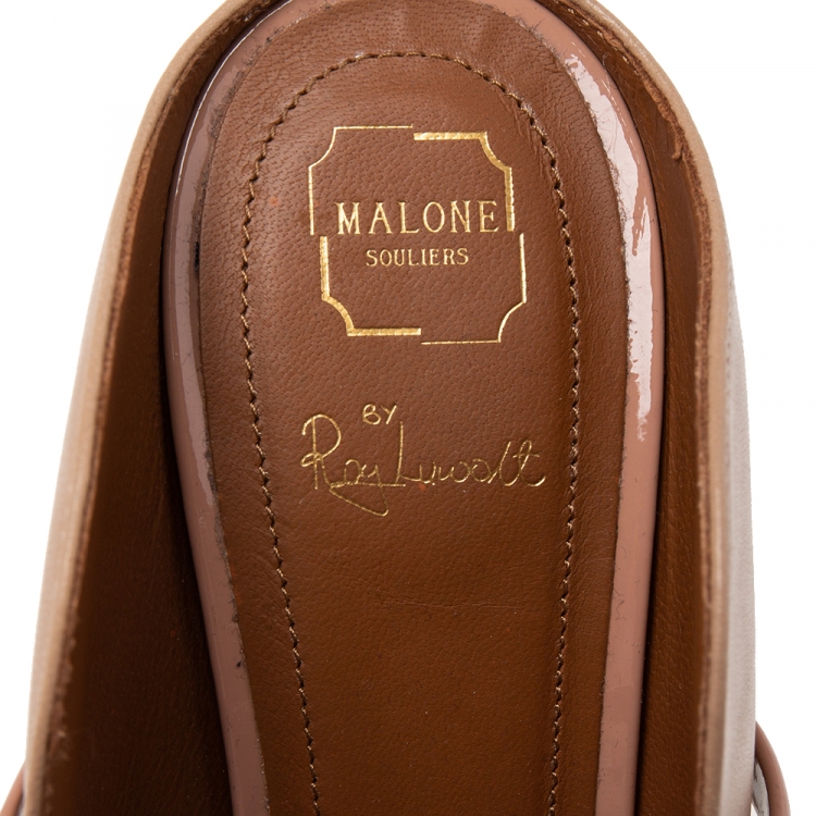 مملوكة مسبقًا Malone Souliers Beige Leather And Patent  Maureen Pumps 35.5