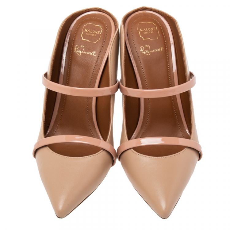 مملوكة مسبقًا Malone Souliers Beige Leather And Patent  Maureen Pumps 35.5