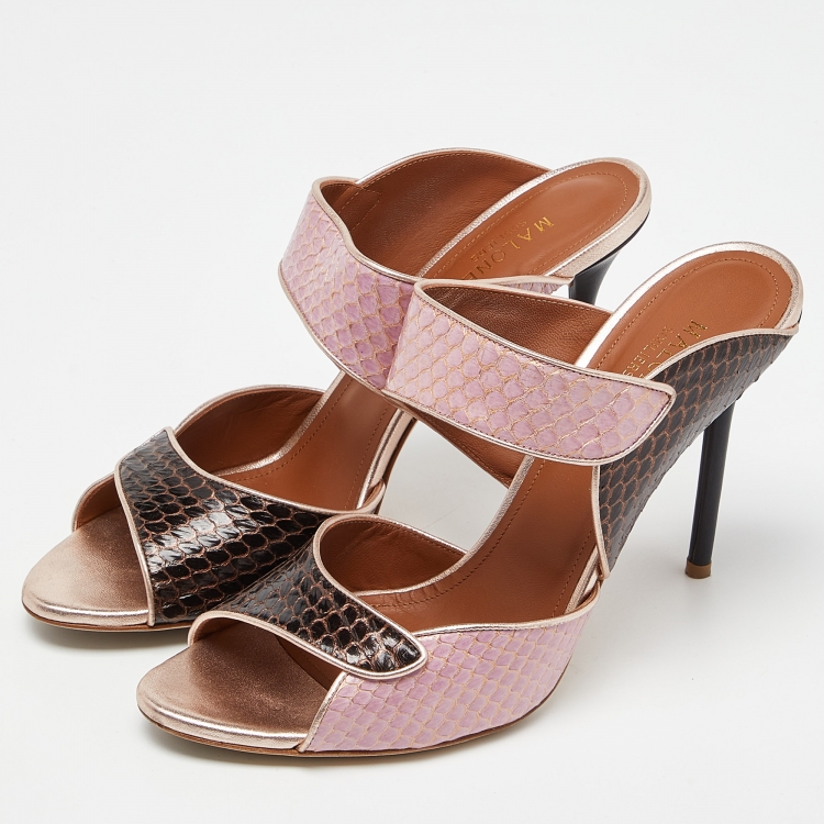 Pre Owned Malone Souliers Multicolor Watersnake Leather Mules Size 42